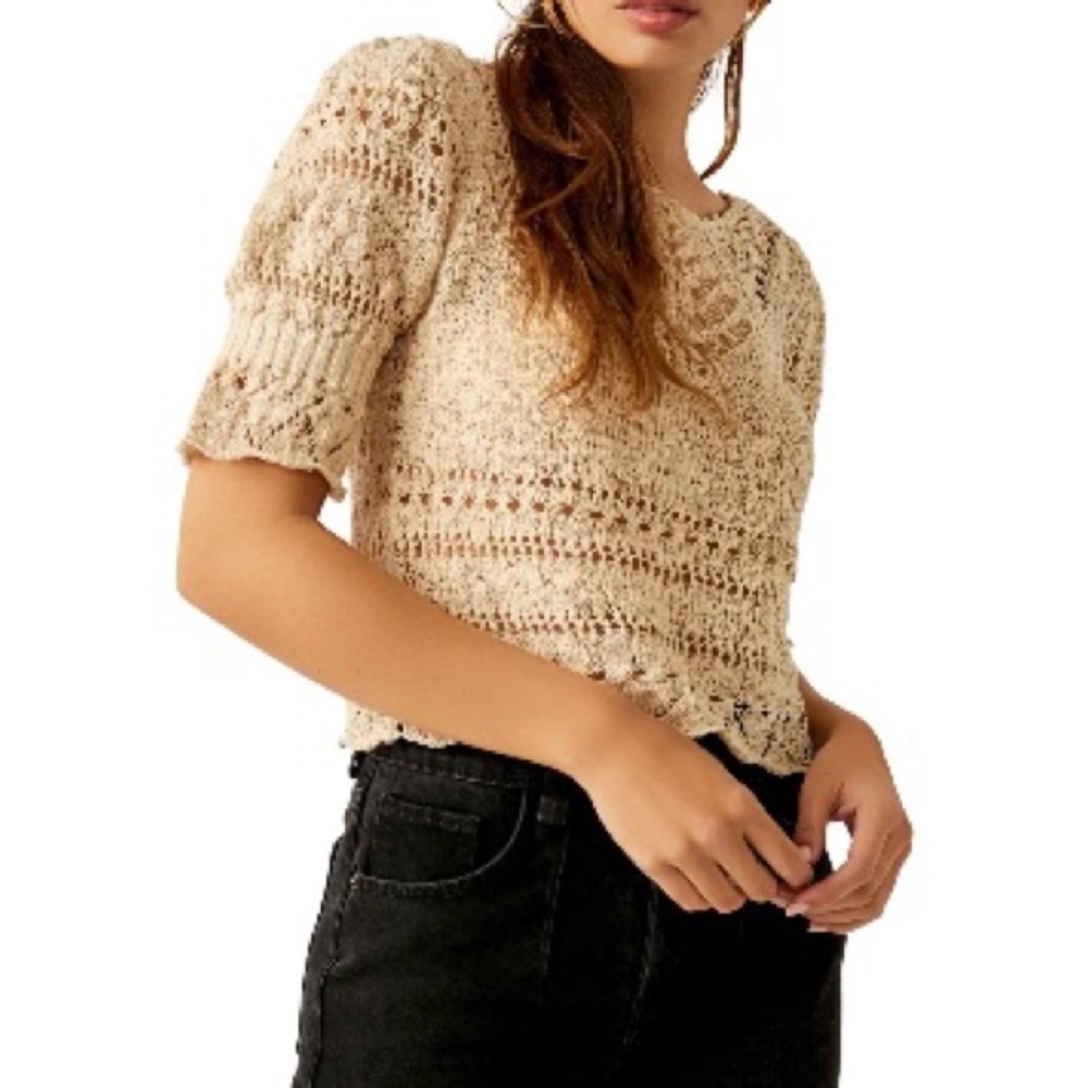 Free People Country Romance Open Stitch Top Size XL